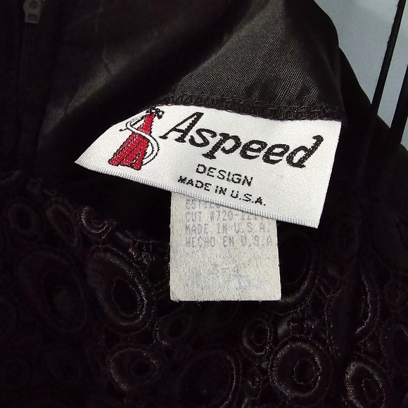 Aspeed Black Embroidered Chiffon Evening A-line Gown Size 4 - Picture 5 of 5